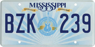 MS license plate BZK239