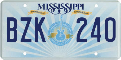 MS license plate BZK240