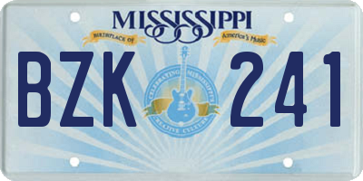 MS license plate BZK241