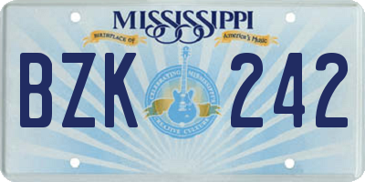MS license plate BZK242