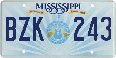 MS license plate BZK243