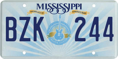 MS license plate BZK244