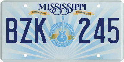 MS license plate BZK245