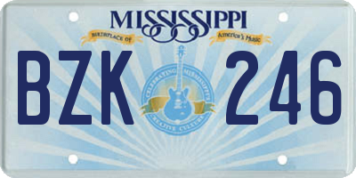 MS license plate BZK246