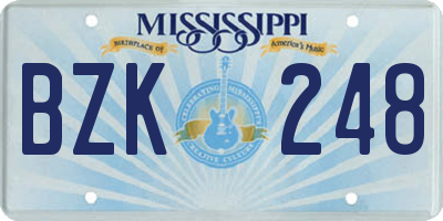 MS license plate BZK248