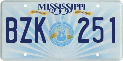 MS license plate BZK251