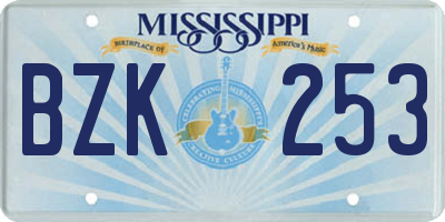 MS license plate BZK253