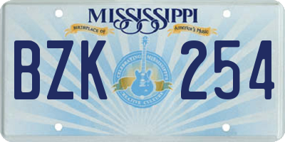 MS license plate BZK254