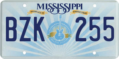 MS license plate BZK255