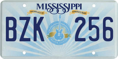 MS license plate BZK256