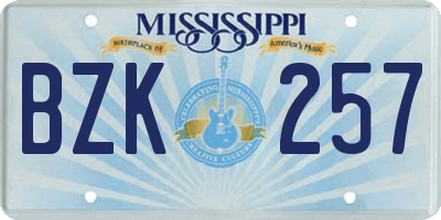 MS license plate BZK257
