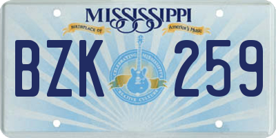 MS license plate BZK259