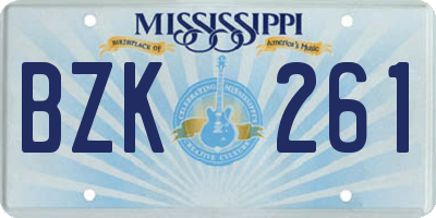MS license plate BZK261