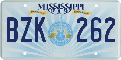 MS license plate BZK262