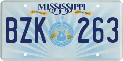 MS license plate BZK263