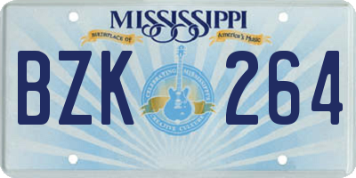 MS license plate BZK264