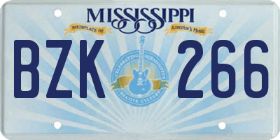MS license plate BZK266