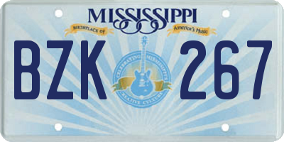 MS license plate BZK267