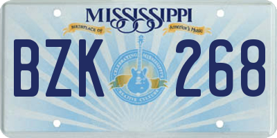 MS license plate BZK268