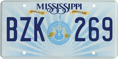 MS license plate BZK269