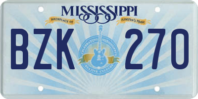 MS license plate BZK270