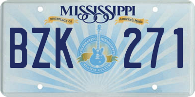 MS license plate BZK271