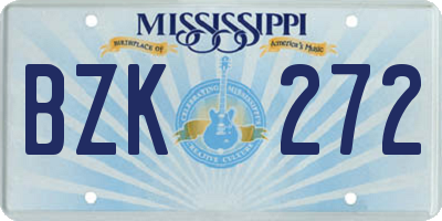MS license plate BZK272