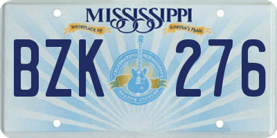 MS license plate BZK276