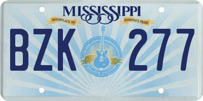 MS license plate BZK277
