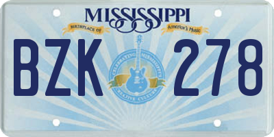 MS license plate BZK278