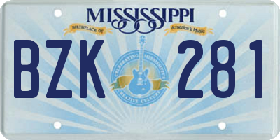 MS license plate BZK281