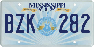 MS license plate BZK282