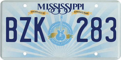 MS license plate BZK283