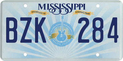 MS license plate BZK284