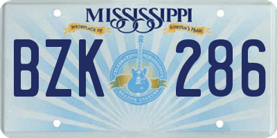 MS license plate BZK286