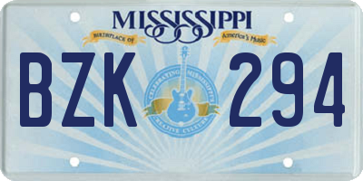 MS license plate BZK294
