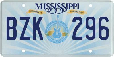 MS license plate BZK296