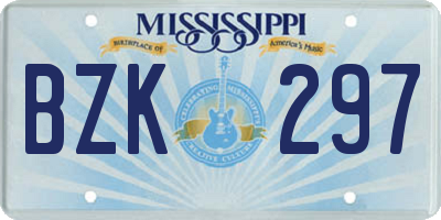 MS license plate BZK297
