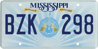 MS license plate BZK298