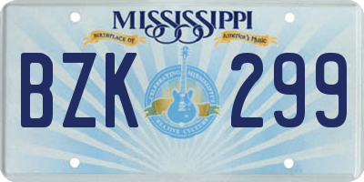 MS license plate BZK299