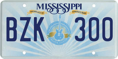 MS license plate BZK300