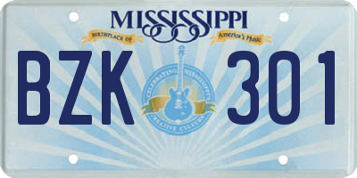 MS license plate BZK301