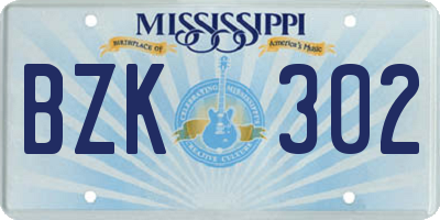 MS license plate BZK302