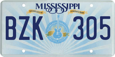 MS license plate BZK305