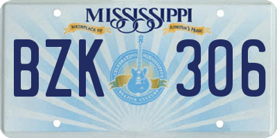 MS license plate BZK306