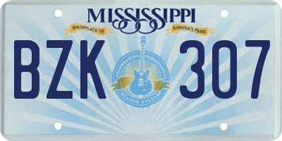 MS license plate BZK307