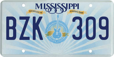MS license plate BZK309