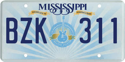 MS license plate BZK311