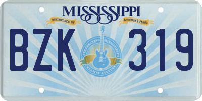MS license plate BZK319