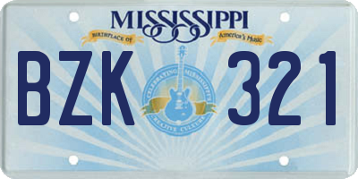 MS license plate BZK321